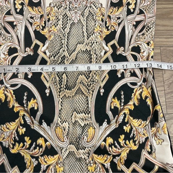 Roberto Cavalli Just Cavalli Black & Gold Baroque Printed Scuba Dress - Picture 8 of 12